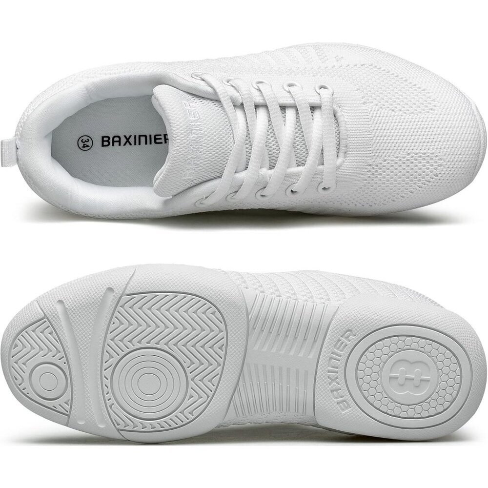 Girls White Cheerleading Shoes Breathable Youth Cheer Competition Sneakers - Picture 7 of 8